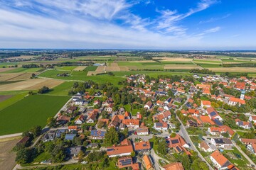 Das Alpenvorland n&ouml;rdlich des Ammersee rund um Geltendorf in Oberbayern aus der Vogelperspektive