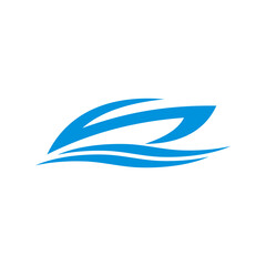 Fototapeta premium Modern Speedboat Logo – Blue Racing Boat Abstract Marine Symbol