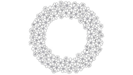 Obraz premium Circular wreath made of many tiny daisy flowers offers an elegant and delicate floral frame for cards and invitations.