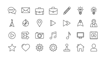 Collection of Hand Drawn Icons Representing Various Concepts.