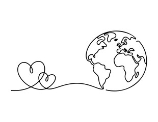 hearts intertwined with a globe, symbolizing global love and connection