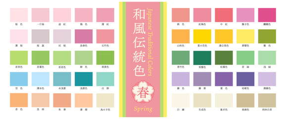 Spring Inspired Japanese Style Color Palette Set &ndash; Pink & Fresh Green Tones