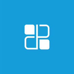 Simple white logo letter D P on blue background
