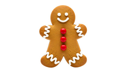 Smiling Christmas Gingerbread Man Cookie Isolated On Black