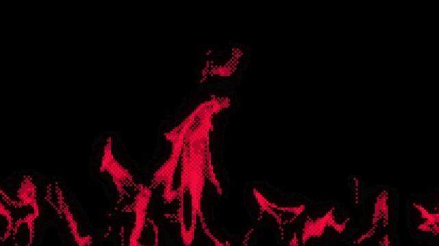 Pixel fire animation. Animated pixel art fire, retro pixel art fire animation, looped.