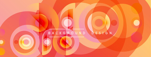 Obraz premium Abstract circles overlap, creating warm orange hues. Design features gradients, layers, modern aesthetic. Background suggests dynamic visual energy.