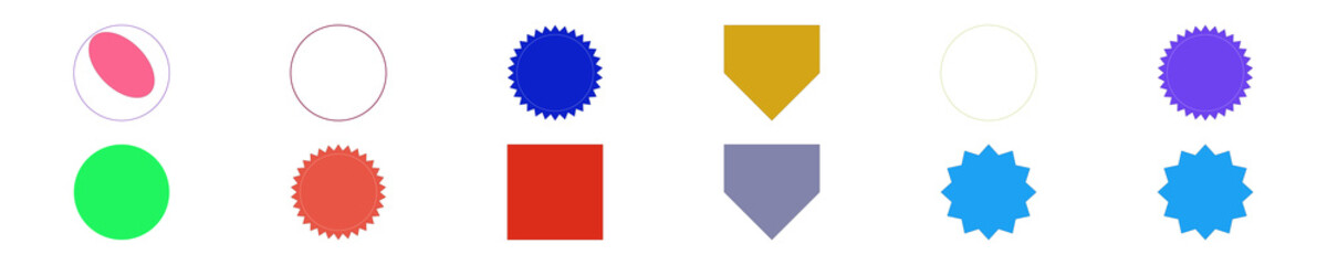 Set of colorful vector badges, labels, and frames, ideal for certificates, awards, and promotional designs.