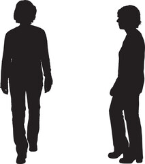 Fototapeta premium vector,woman walking on white, front and sideways