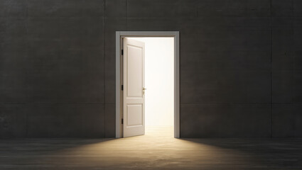 Bright doorway invites curiosity and exploration in a dimly lit space