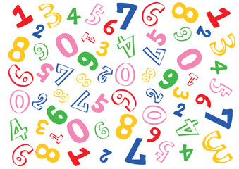 カラフルポップな落描き風数字