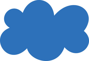 Blue cloud shape vector icon, cloud silhouette, paper cut out shape, cartoon childish art, abstract design element