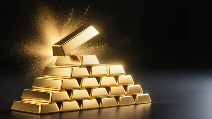 Shimmering gold bars in a stunning display of wealth and luxury