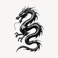 Fototapeta premium Sleek black dragon illustration