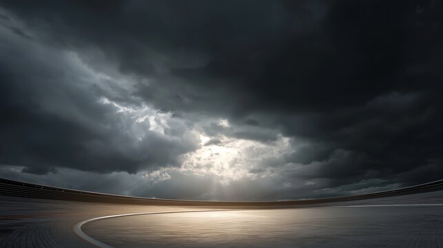 Dramatic Velodrome Under Dark Stormy Skies
