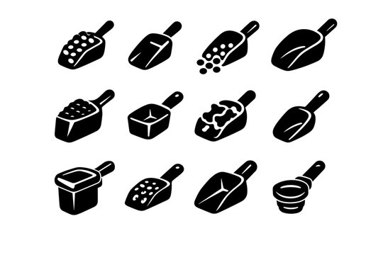 Form scoop utility utensil supply storage generation icon pet simple filled image