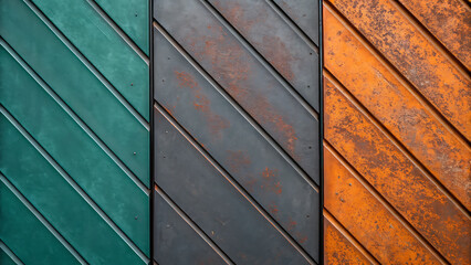 Colorful diagonal wooden slats