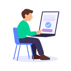 License Activation, enabling approved business authorization officially, Flat vector character illustration