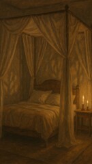 Vintage cozy candlelit bedroom mobile wallpaper