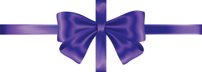 Set of satin decorative Blue bows. Shiny Blue satin ribbon and blue bow vector illustration