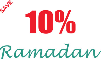 Save red 10% during ramadan isolated on white background, Vector, illustration