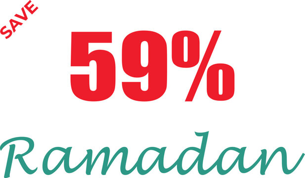 Save red 59% during ramadan isolated on white background, Vector, illustration