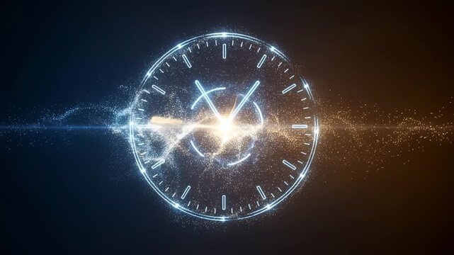 Clock Shattering Into Glowing Particles &ndash; Slow Motion Cinematic Fragment Animation