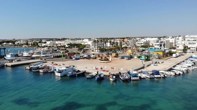 Aerial View of Porto Cesareo, Famous Seaside Resort in Lecce Province, Puglia, Italy