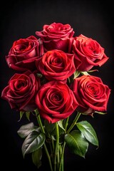 Obraz premium Abstract bouquet of red roses on a black background