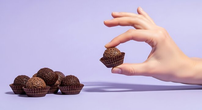 hand holding a chocolate truffle