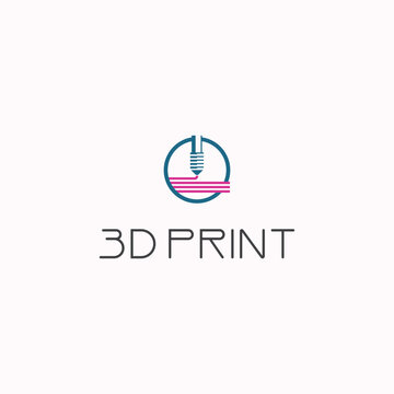 Vector Logo for 3d printing. Printing in three dimensional