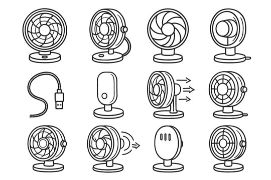 Icon intake blades fan spiral braided motor rear vector internal usb