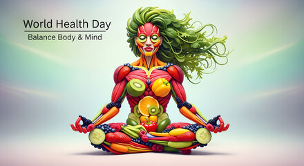 Fototapeta premium Healthy Body Yoga Fruit Concept
