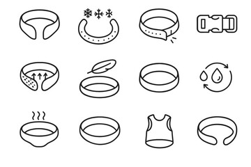 Pet lightweight tube care vector collars cooling icon sizing breathable relief