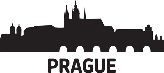 Prague skyline silhouette famous buildings landmark historical city famous architecture tourism