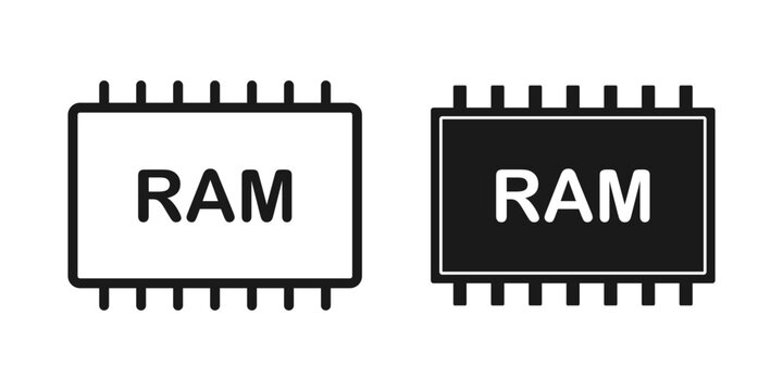 RAM icons, computer Random Access Memory. Vector linear and flat icon.