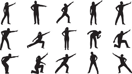 Fototapeta premium Collection of black silhouettes of people in various poses