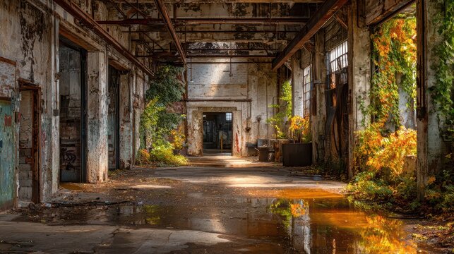 Dusty Silence Inside a Deserted Warehouse Hall