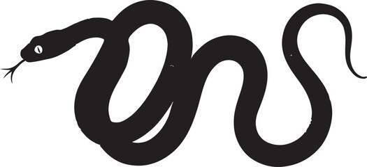 Obraz premium Vector elongated snake silhouette illustration. Black serpent isolated tattoo design.