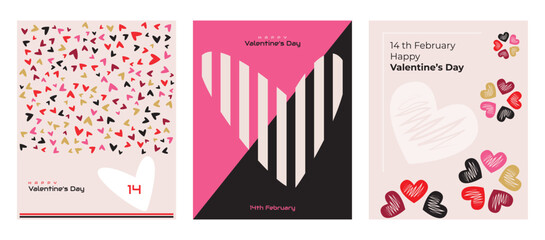 happy valentines day poster design set