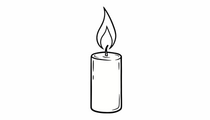Obraz premium Simple Line Drawing of a Lit Candle with a Flame