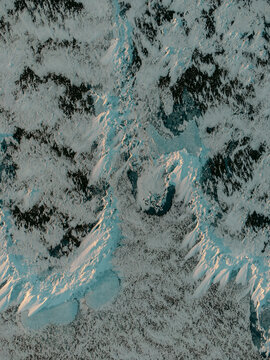 Frozen ice shapes captured from a drone during winter on Lake Michigan