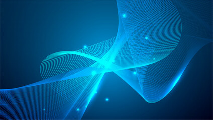 Abstract blue dynamic waves. Modern abstract cover. Glowing curved lines. Graphic concept for your design
