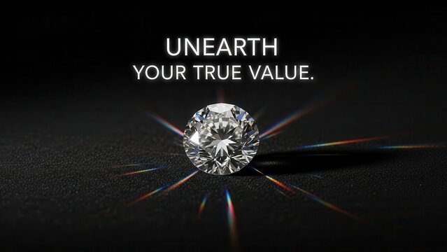 A single brilliant diamond radiating light on a dark surface