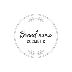 Minimalist Cosmetic Brand Logo with Botanical Elements.