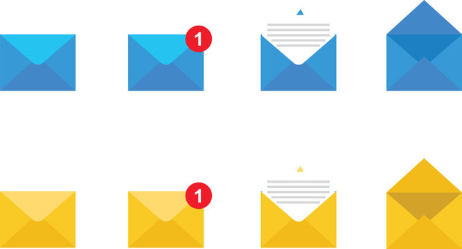 New email message notification concept on realistic smartphone mockup. New email pop up. Incoming, open messaging. Chatting, mail, post, letter symbol, sign