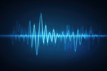 Fototapeta premium Blue sound wave graphic illustration on dark background representing audio frequency patterns