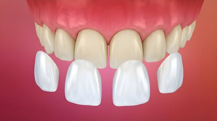 Porcelain Veneers Application on Front Teeth &ndash; Cosmetic Dentistry 3D Medical Illustration