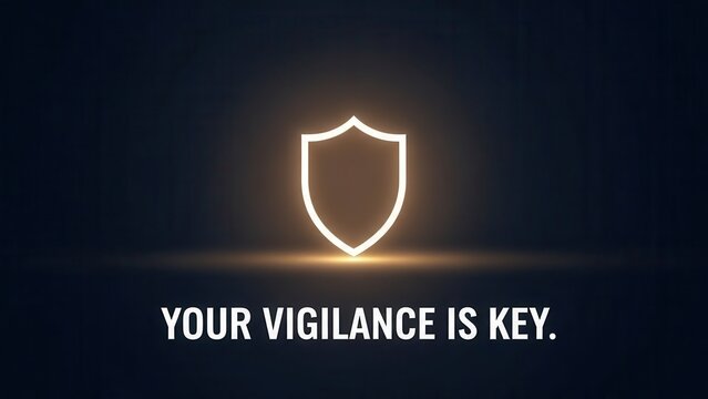 Glowing Shield Symbol Represents Security and Vigilance