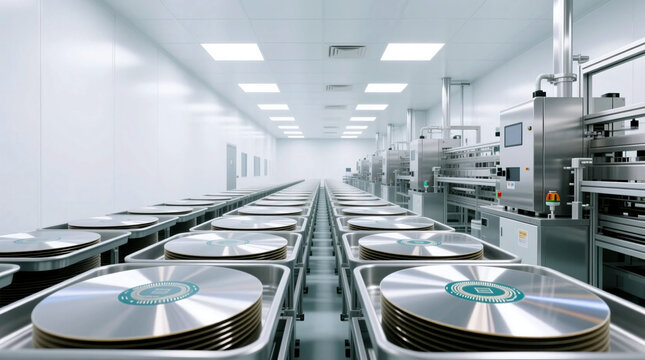 Automated production line manufacturing semiconductor wafers in sterile cleanroom facility showcasing high-tech precision and the expansive Semiconductor Industry Growth