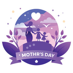 Mother's Day Celebration with Family Love and Gradient Hues